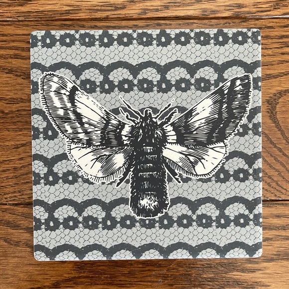 NWOB Set of 4 BASIS Ceramic Spooky Goth Decor Tiles Drink Coasters Cork Backing - Picture 5 of 7